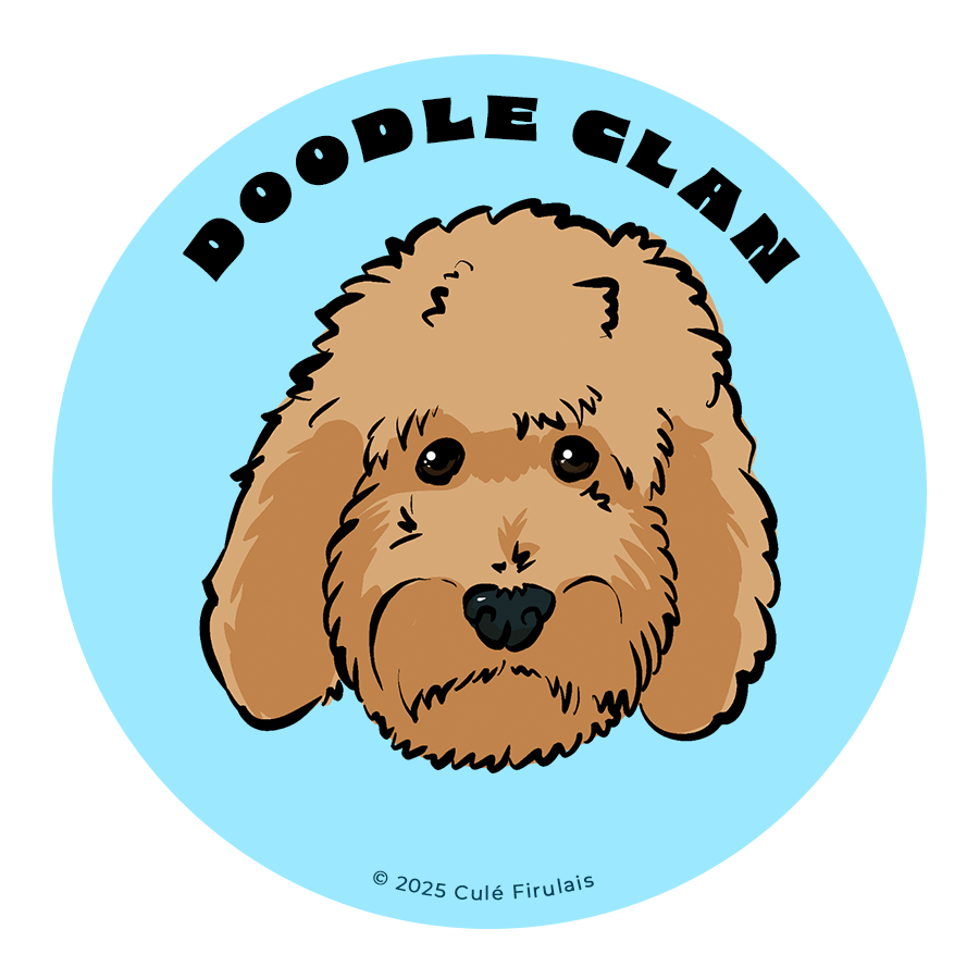 "Doodle Clan" 3"x3" Round Waterproof Sticker